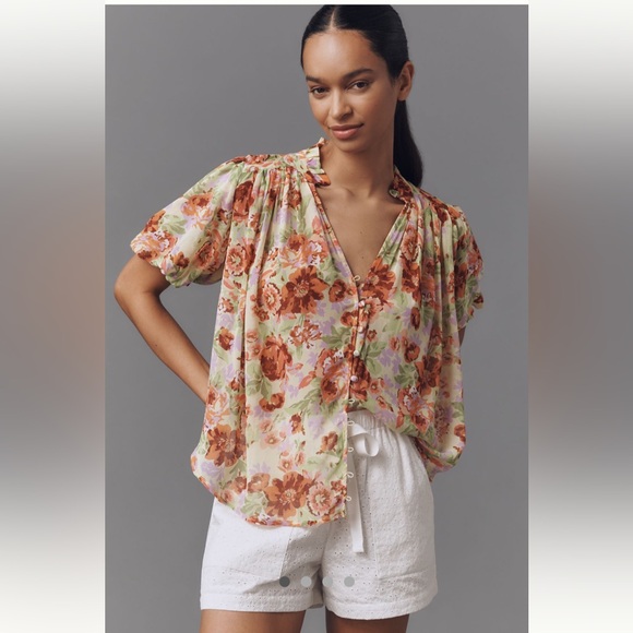Anthropologie Tops - NWT The Estela Short-Sleeve Sheer
Printed Blouse